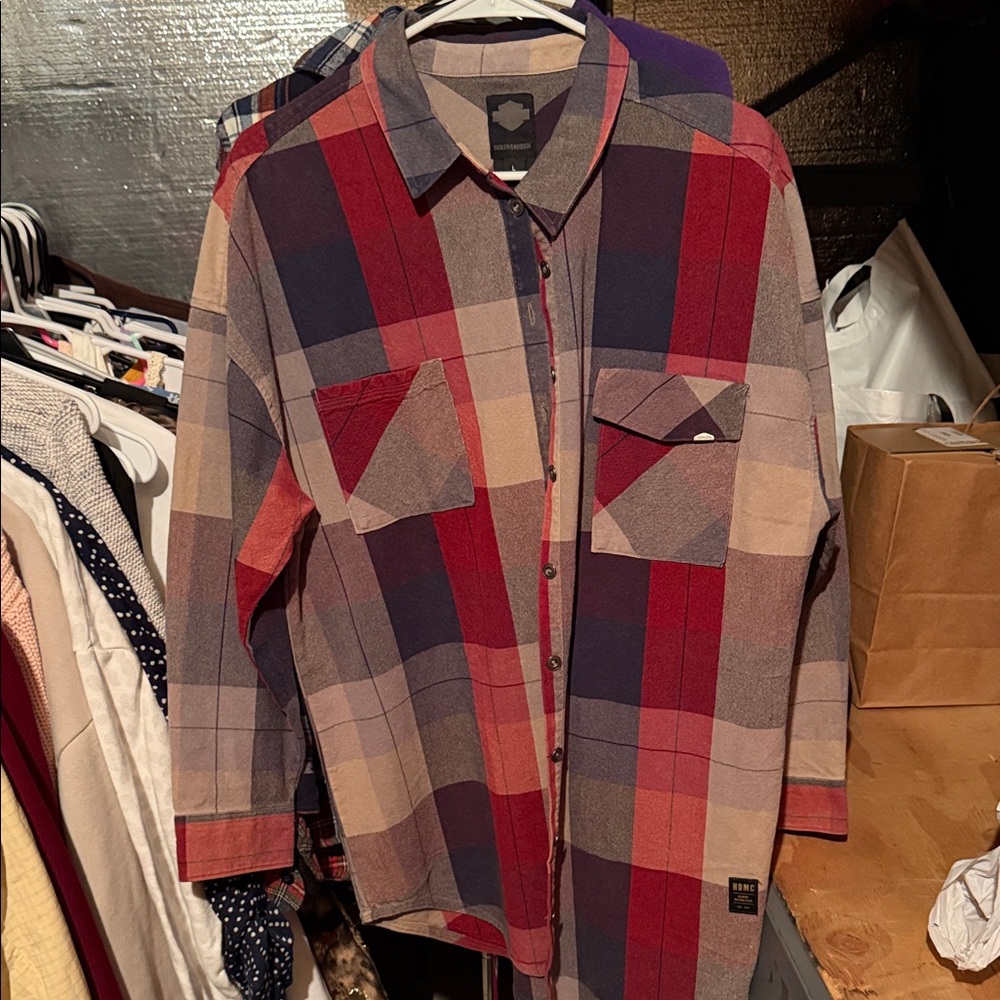 Harley Davidson Plaid Button-Up Shirt